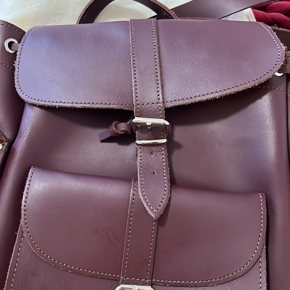 Grafea Wine Colored Leather Backpack - image 3